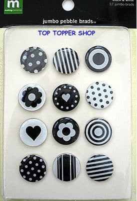 MAKING MEMORIES JUMBO PEBBLE BRADS BLACK & WHITE