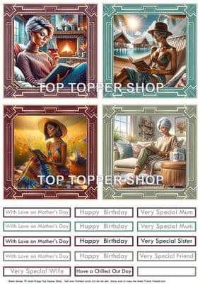 Mature Ladies Reading -  Card Toppers  TTSTOP32