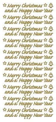 Merry Christmas & a Happy New Year Gold Peel Off Stickers 250200