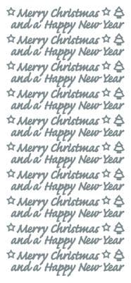 Merry Christmas & a Happy New Year Silver Peel Off Stickers 250201