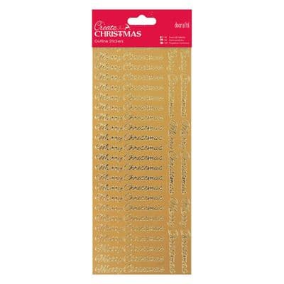 Merry Christmas Gold Mirror Peel Off Stickers - Docraft  Outline Stickers PMA 810902
