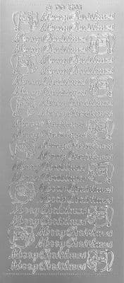 Merry Christmas Silver Peel Off Stickers Doodey DD2706