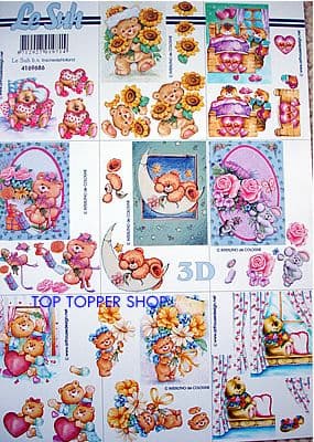 MINI LOVE BEARS DECOUPAGE SHEET LE SUH 686