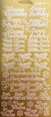 Mixed Occasions Sentiments Gold Peel Off Stickers JeJe 477500