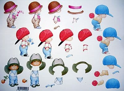MOREHEAD DECOUPAGE 056 4 BOYS IN HATS
