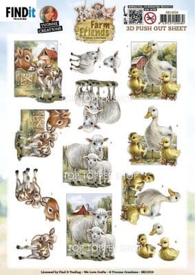 Mother & Child Farm Friends Die Cut Decoupage Sheet Yvonne Creations Push Out SB11019