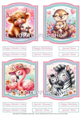 Mother & Young Animal Toppers for Card Making TTSTOP29