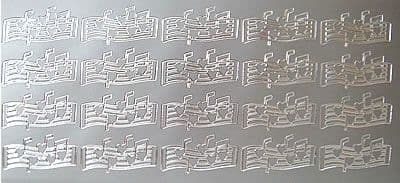 MUSICAL HEARTS SILVER PEEL OFF STICKERS em403