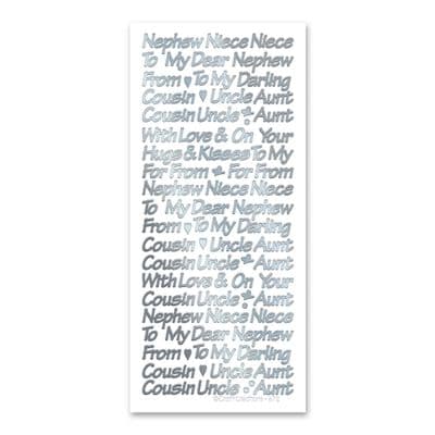 Nephew Niece Cousin etc. Silver - Katy Sue Peel Off Stickers