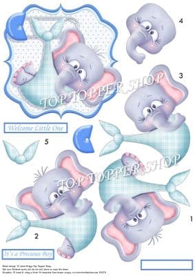 New Baby Boy Eli Decoupage printed sheet