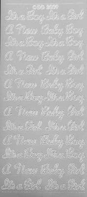 New Baby Boy & Girl Silver Peel Off Stickers Doodey 2009