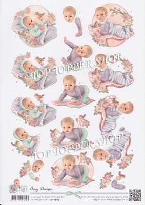 New Baby Decoupage Sheet  Requires Cutting Amy Design CD10684