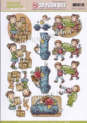 New Home Moving Madness A4 Die Cut Decoupage Sheet Yvonne Creations Push Out SB10165