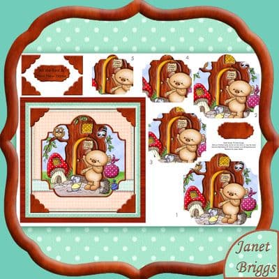 New Home Woodland Critters Topper & Pyramid Decoupage Printed Sheet 475dd