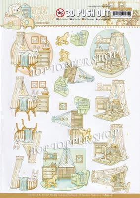 Newborn Baby Cradle Die Cut Decoupage Sheet Yvonne Creations Push Out SB10522