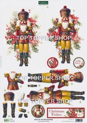 Nutcracker & Holly  A4 Di2e Cut Christmas Decoupage Sheet - Katy Sue Designs