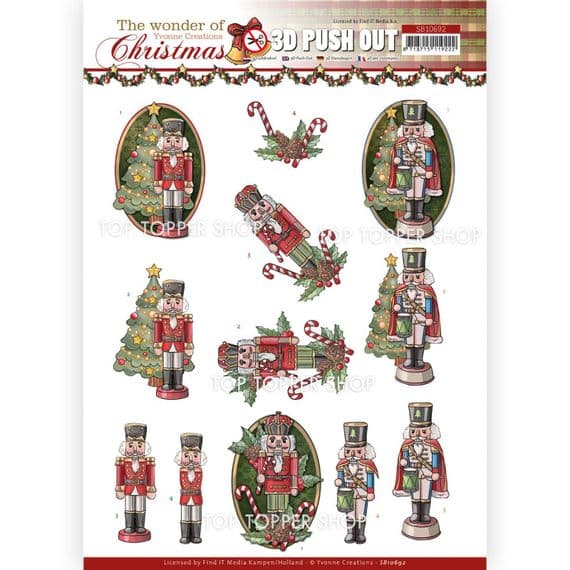 Nutcrackers  Die Cut Decoupage Sheet The Wonder of Christmas Yvonne Creations Push Out SB10692