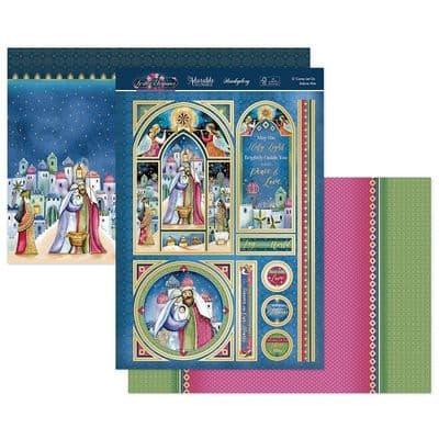 O Come Let Us Adore Him Nativity Hunkydory Festive Elegance 2024  Luxury Christmas Card Toppers