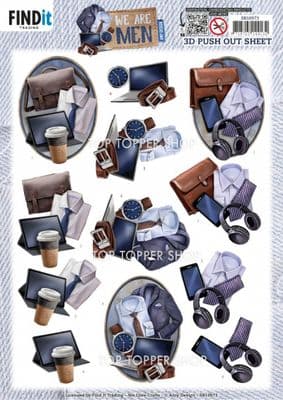 Office - We are Men  Die Cut Decoupage Sheet Yvonne Creations Push Out SB10973
