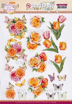 Orange Rose Die Cut Decoupage Sheet Jeanine's Art Push Out SB10639