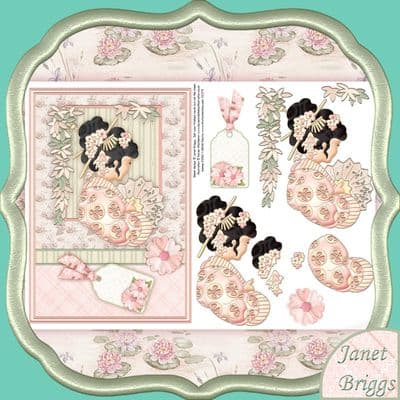 ORIENTAL LADY IN PINK Topper & Decoupage Printed sheet 487km
