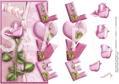 OVER THE EDGE LOVE ROSE with decoupage printed sheet