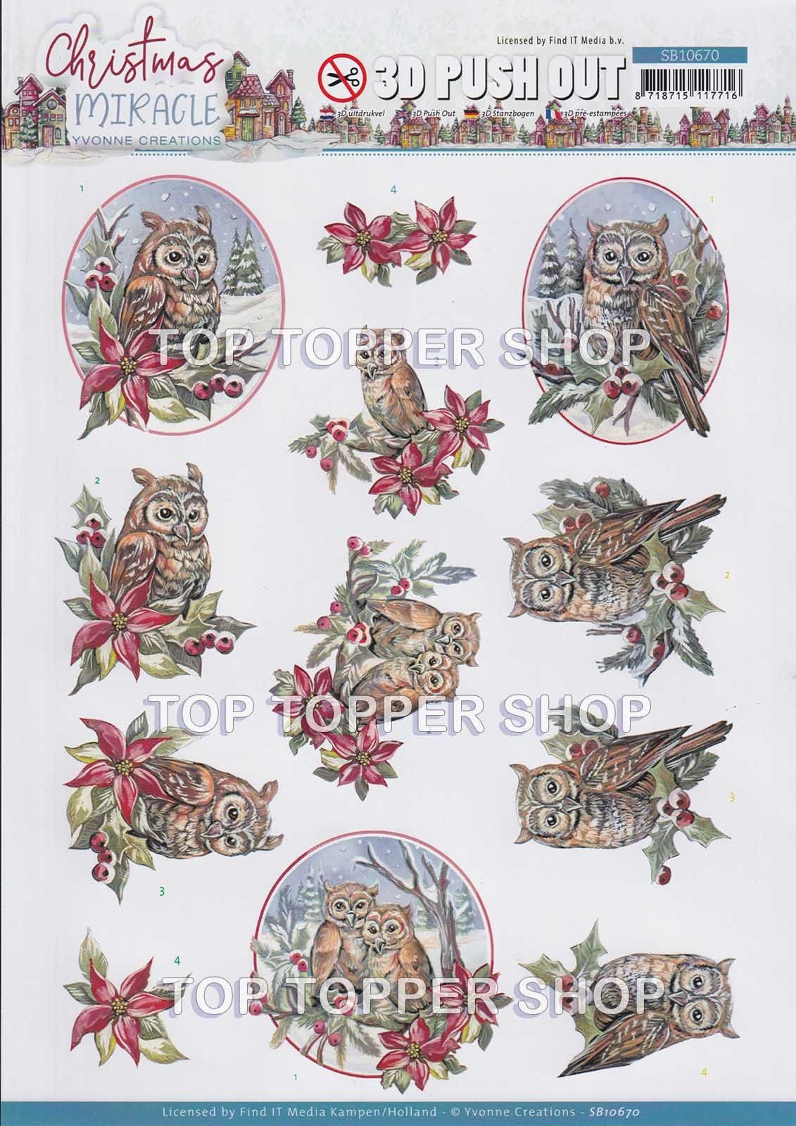 Owl Die Cut Decoupage Sheet Christmas Miracle Yvonne Creations Push Out SB10670