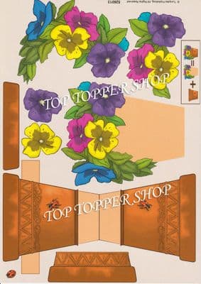 Pansy Pot Stand Up Card & Decoupage Sheet  Requires Cutting 526013
