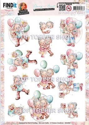 Party - Young at Heart  Die Cut Decoupage Sheet Yvonne Creations Push Out SB10840