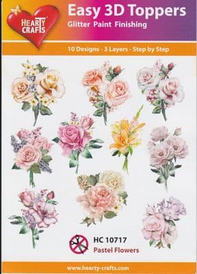 Pastel Flowers 10 Easy 3d Die Cut Decoupage Toppers Hearty Crafts HC10717