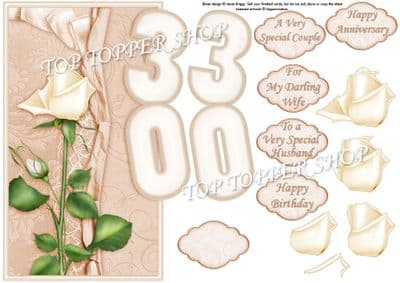 Pearl Wedding Anniversary Or 30th Birthday Over The Side Printed Sheet 452jw