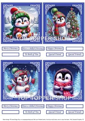 Penguins - Christmas Toppers for Card Making 290gsm TTSTOPX25