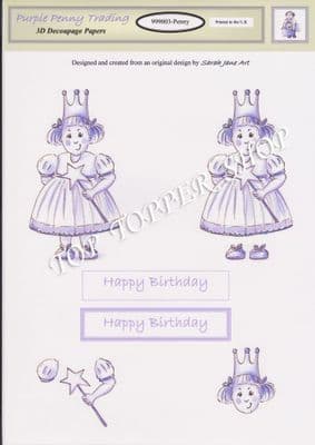PENNY 3 Decoupage Sheet Purple Penny Trading