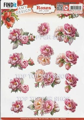 Peonies Die Cut Decoupage Sheet Amy DesignPush Out SB10743
