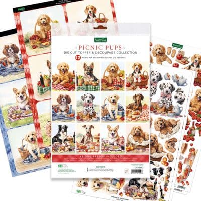 Picnic Pups Die Cut Topper & Decoupage Collection 12 Toppers - Katy Sue Designs