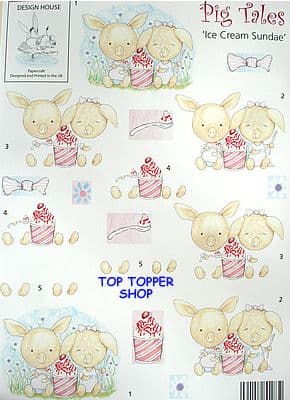 PIG TALES - ICE CREAM SUNDAE - DESIGN HOUSE DECOUPAGE