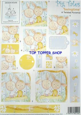 PIG TALES SWINGTIME - DESIGN HOUSE TWISTED PYRAMID DECOUPAGE SHEET