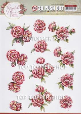 Pink Roses Die Cut Decoupage Sheet Yvonne Creations Push Out SB10625