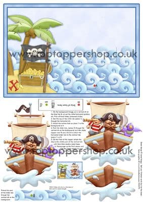 Pirate Life Animated Moveable Decoupage Printed Sheet Nw419