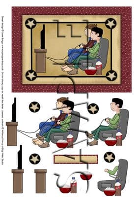 Play Station Mates Computer Games Decoupage Sheet