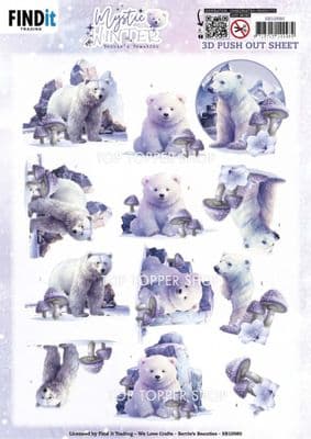 Polar Bears Mystic Winter Die Cut Decoupage Sheet Berrie's Beauties Push Out SB10980