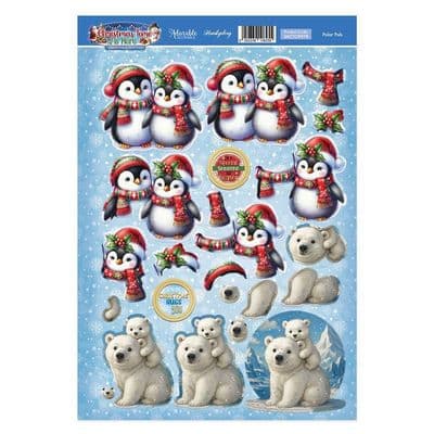 Polar Pals - Hunkydory Christmas Time is Here Die Cut Decoupage Topper Sheet