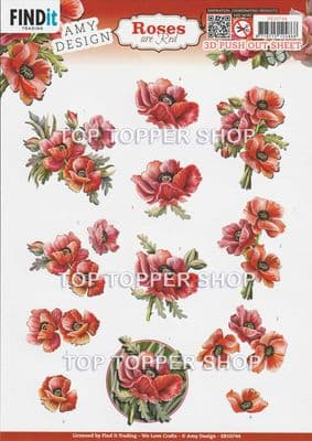 Poppies Die Cut Decoupage Sheet Amy Design Push Out SB10744