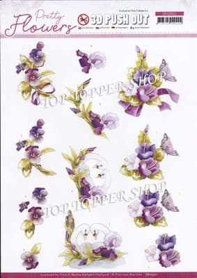 Pretty Flowers & Swan A4 Die Cut Decoupage Sheet Jeanine's Art Push Out SB10501