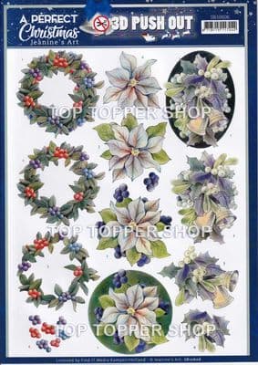 Purple Christmas Flowers Die Cut Decoupage Sheet Jeanine's Art Push Out SB10606