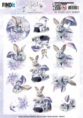 Rabbits Mystic Winter Die Cut Decoupage Sheet Berrie's Beauties Push Out SB10979