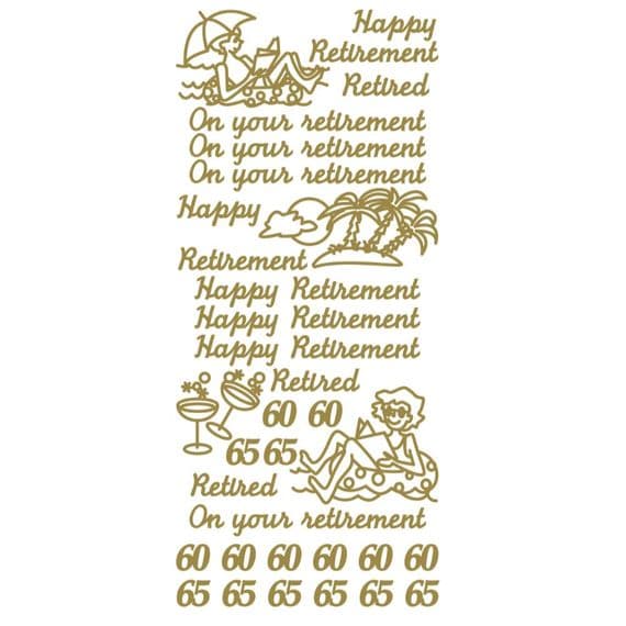 Retirement Gold Peel Off Stickers JeJe 1.1580
