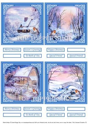 Robin in Winter - Christmas Toppers for Card Making 290gsm TTSTOPX7