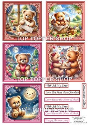 Romantic Bears Card Toppers  TTSTOP15