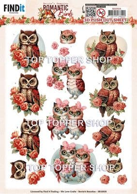 Romantic Owls  Die Cut Decoupage Sheet Berrie's Beauties Push Out SB10928